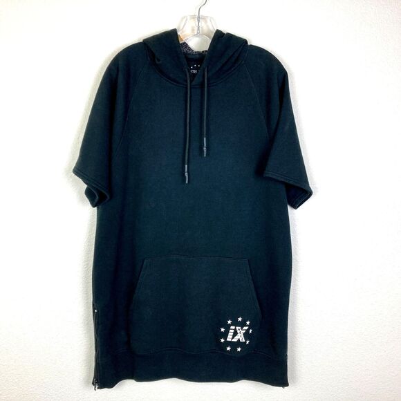 Ninth Hall Men's Short Sleeve Hoodie Size L Black Soft Skateboard Streetwear - Picture 1 of 8